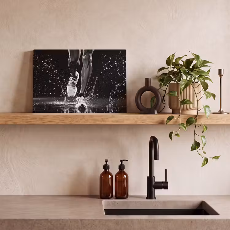 Canvas schilderij - Hardloopschoenen - Rennen - Druppels - Zwart — 3