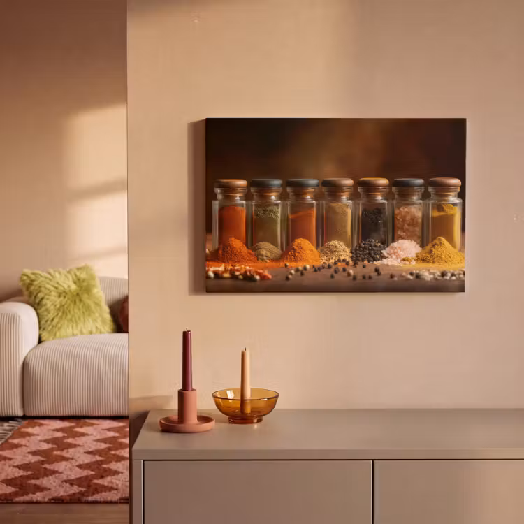 Canvas schilderij - Potjes - Kruiden - Specerijen - Korrels — 2