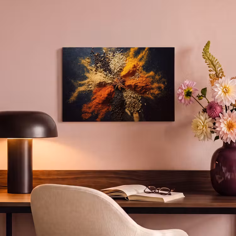 Canvas schilderij - Specerijen - Explosie - Oranje — 4