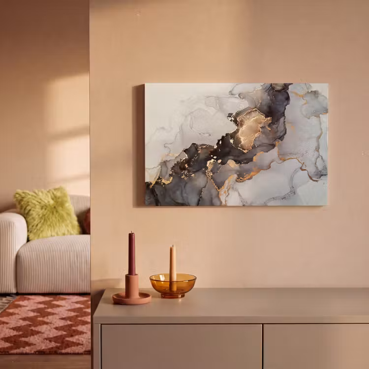 Canvas schilderij - Zwart - Marmer - Luxe - Goud — 2