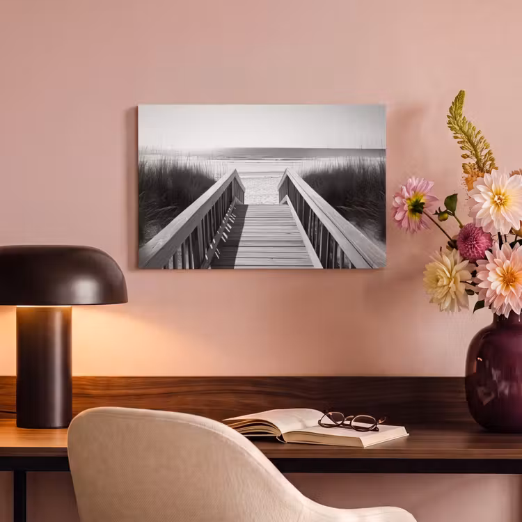 Canvas schilderij - Loopbrug - Hout - Strand - Zee — 4