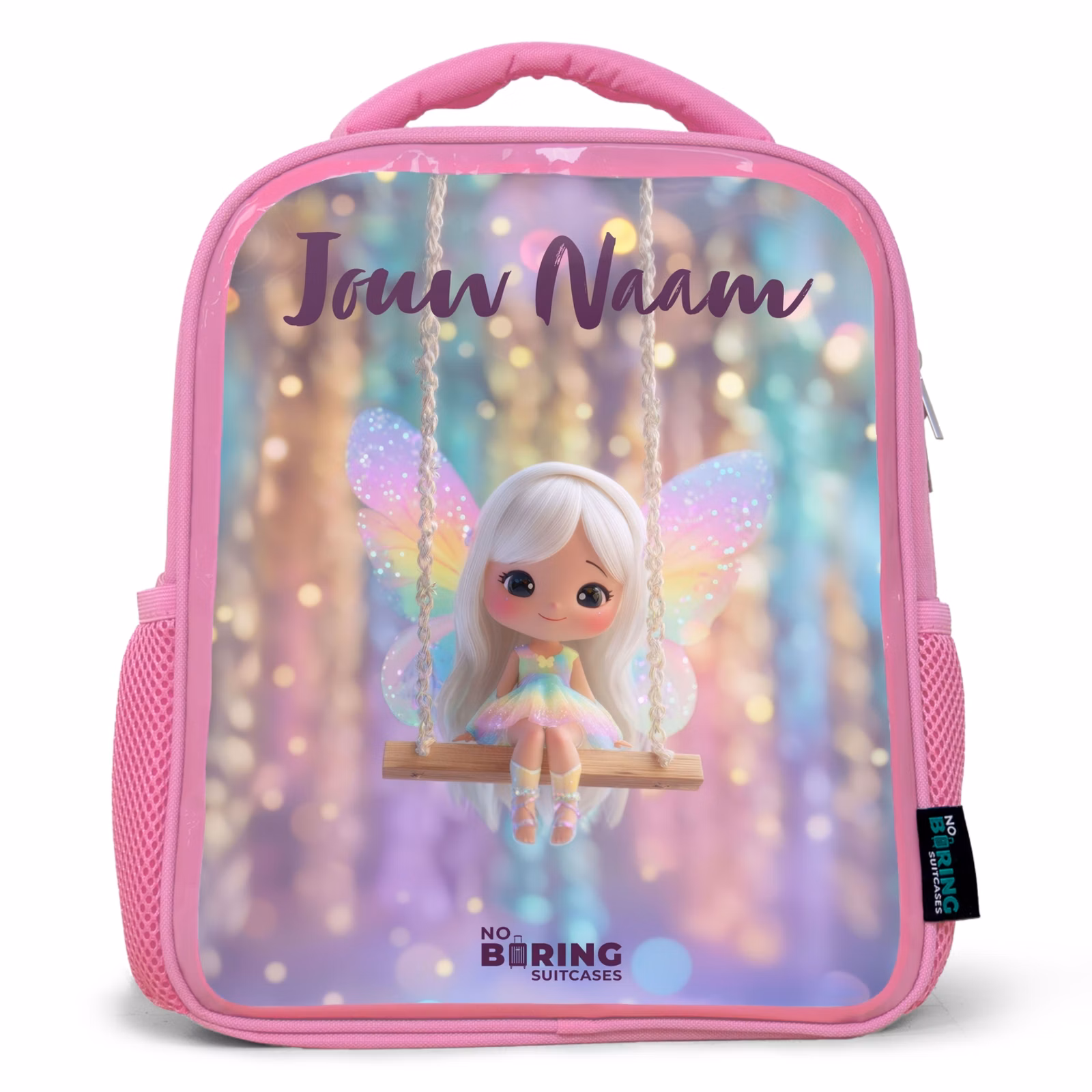 Rugzak kind met naam - Roze Fee - Elf - Regenboog — 1