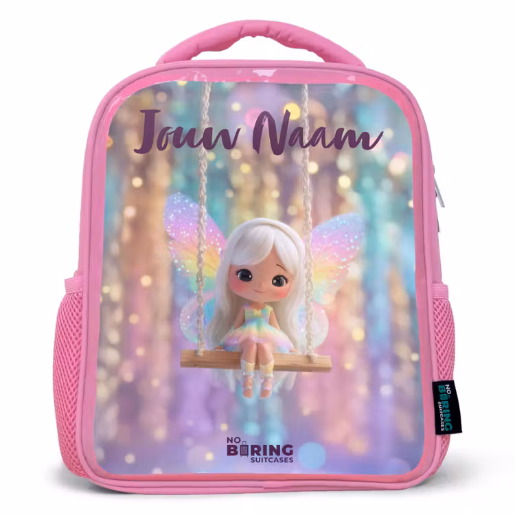 Rugzak kind met naam - Roze Fee - Elf - Regenboog — 1