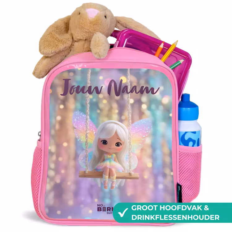Rugzak kind met naam - Roze Fee - Elf - Regenboog — 2