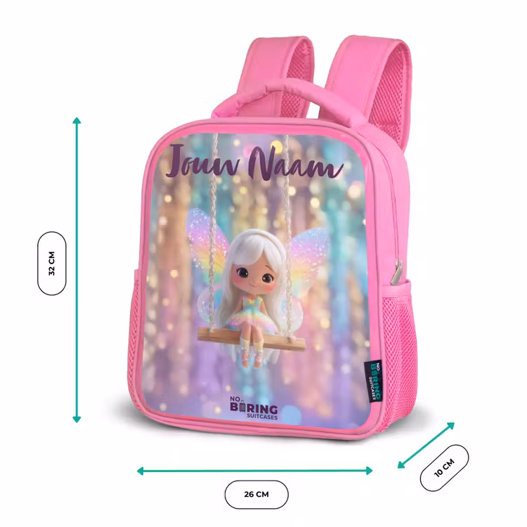Rugzak kind met naam - Roze Fee - Elf - Regenboog — 3