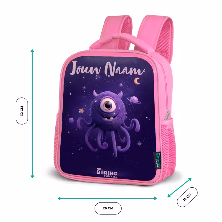 Rugzak kind met naam - Roze Kosmisch tentakelmonster — 3