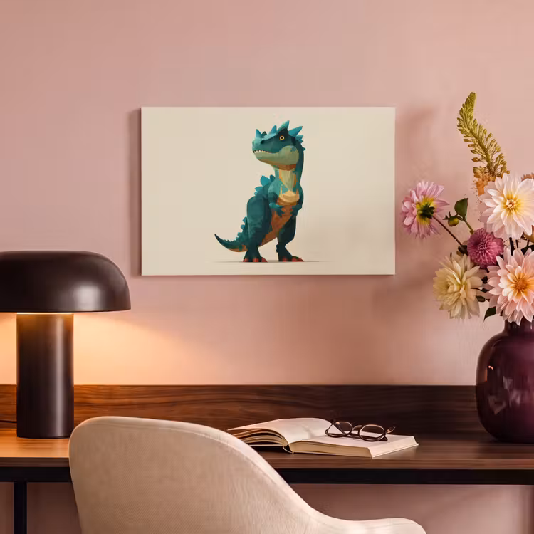 Canvas schilderij - Stekels - Dino - Blauw - Gespierd — 4