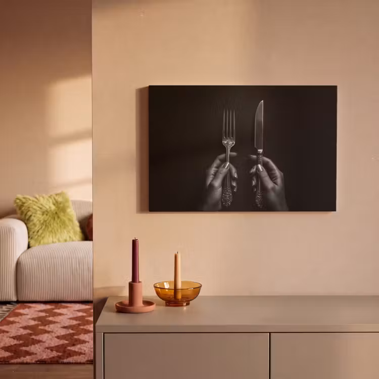 Canvas schilderij - Bestek - Zwart - Wit — 2