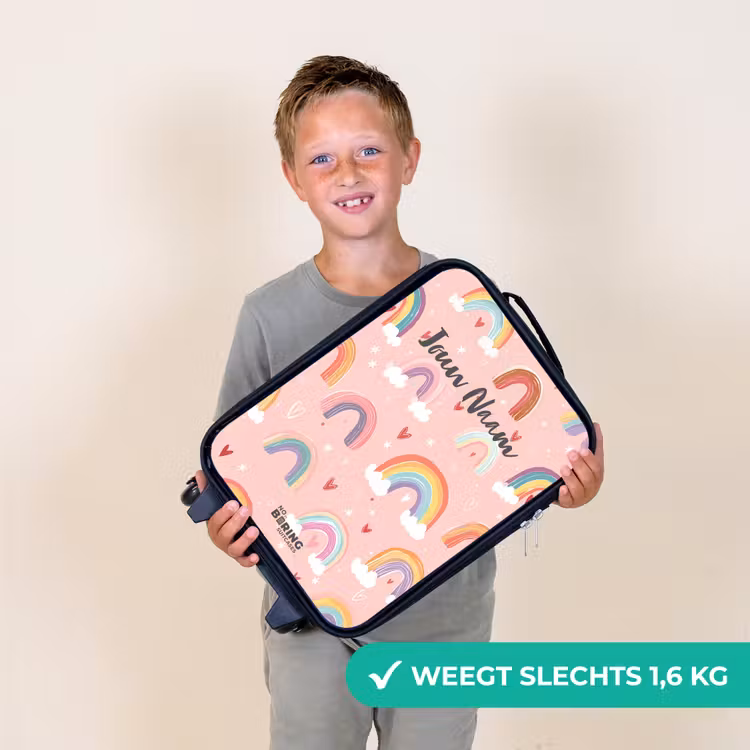 Kinderkoffer - Zwart - Regenbogen op een roze achtergrond — 3