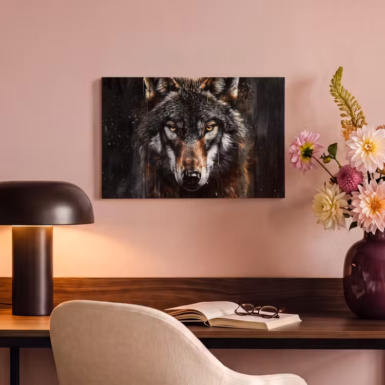 Canvas schilderij - Dieren - Wolf - Portret - Zwart - Bruin — 4