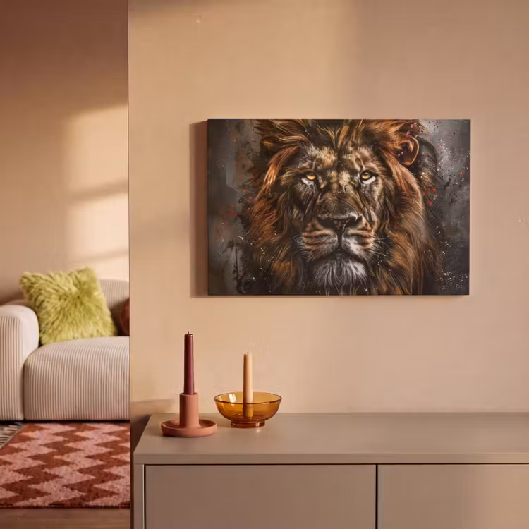 Canvas schilderij - Leeuw - Dieren - Portret - Zwart - Luxe — 2