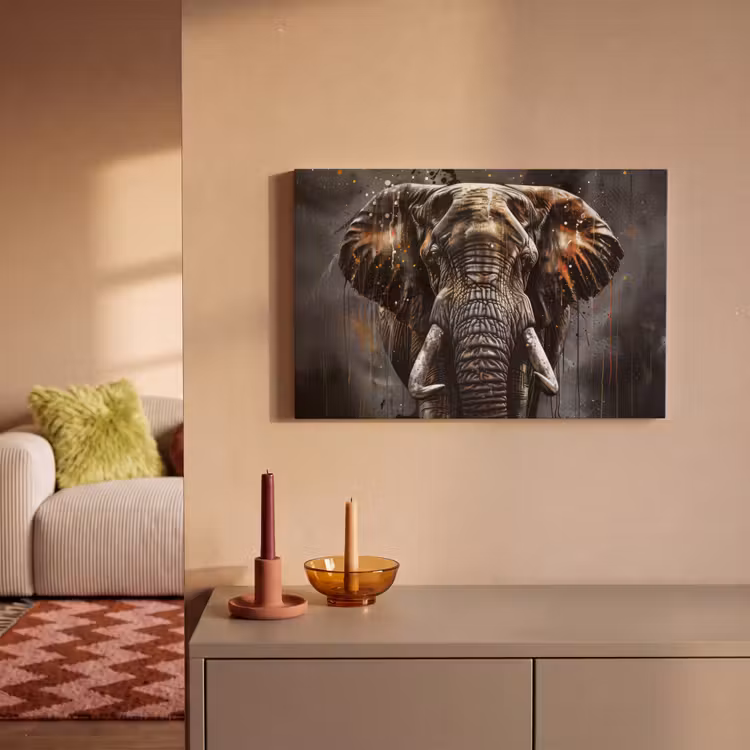 Canvas schilderij - Olifant - Watercolor - Wilde dieren - Luxe — 2