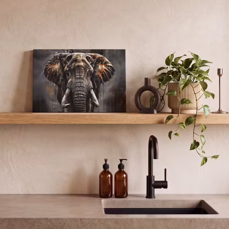 Canvas schilderij - Olifant - Watercolor - Wilde dieren - Luxe — 3