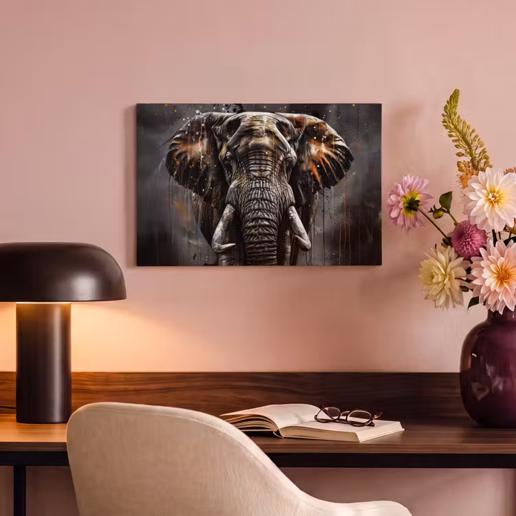 Canvas schilderij - Olifant - Watercolor - Wilde dieren - Luxe — 4