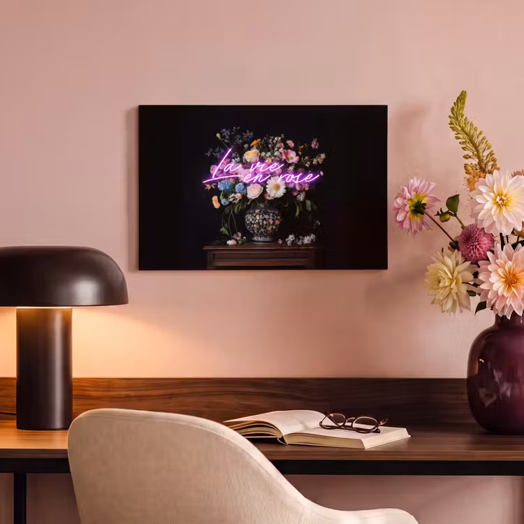 Canvas schilderij - Neon - Vaas - Bloemen — 4