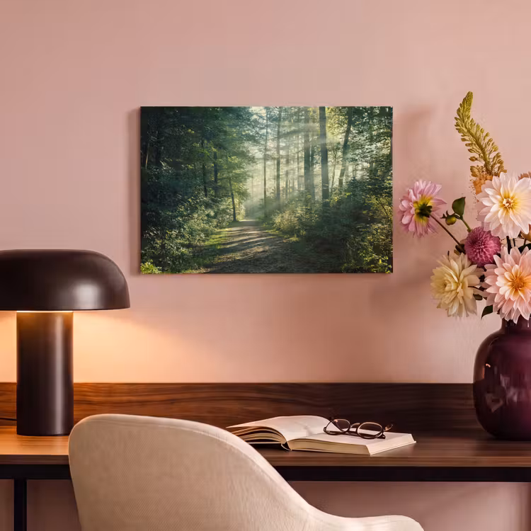 Canvas schilderij - Bos - Pad - Zon - Bomen - Groen - Natuur — 4