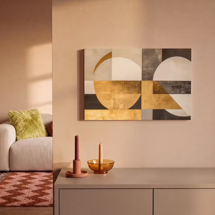 Canvas schilderij - Abstract - Goud - Grijs - Vormen - Geometrisch — 2