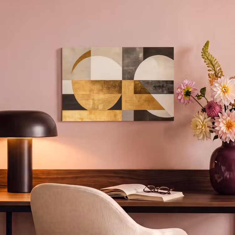 Canvas schilderij - Abstract - Goud - Grijs - Vormen - Geometrisch — 4