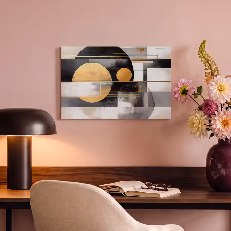 Canvas schilderij - Abstract - Goud - Zilver - Vormen - Aesthetic - Modern — 4