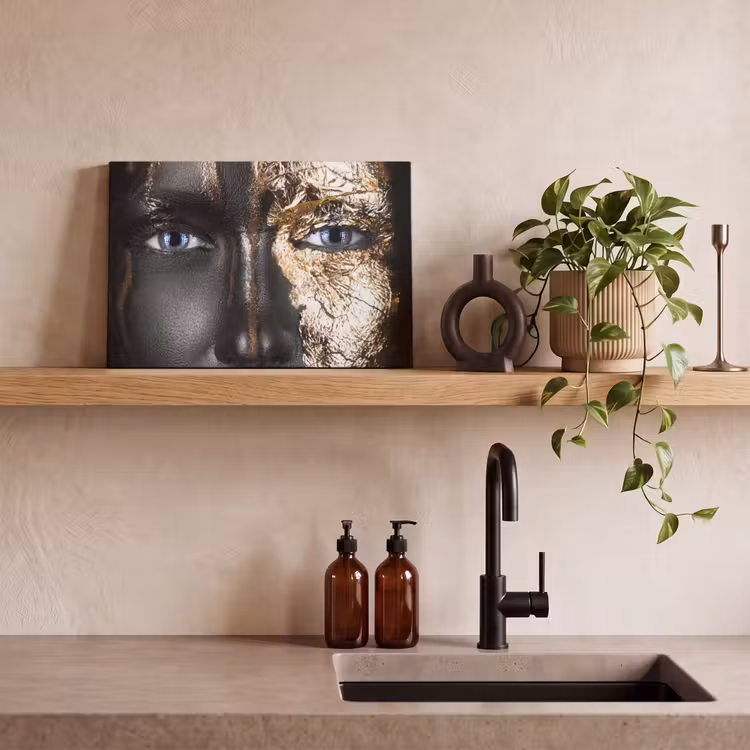 Canvas schilderij - Vrouw - Bladgoud - Zwart - Goud - Luxe — 3