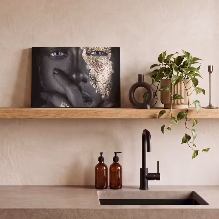 Canvas schilderij - Vrouw - Goud - Zwart - Schmink - Luxe — 3