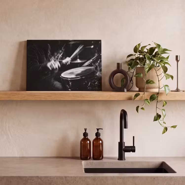 Canvas schilderij - Drummer - Zwart - Drumstel — 3