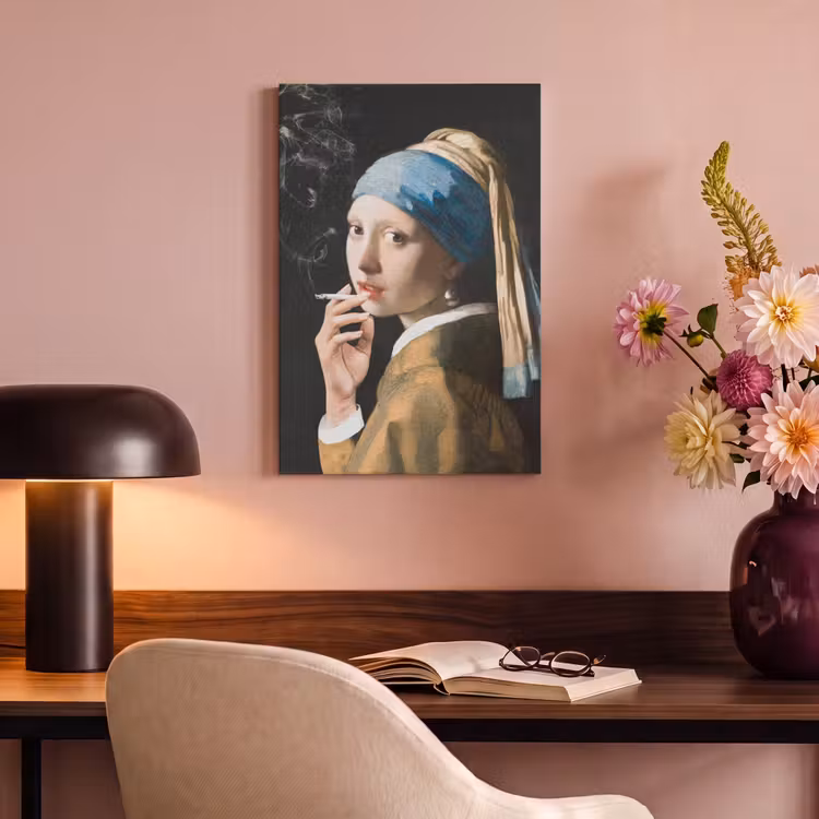 Canvas schilderij - Meisje met de parel - Johannes Vermeer - Sigaretten — 4