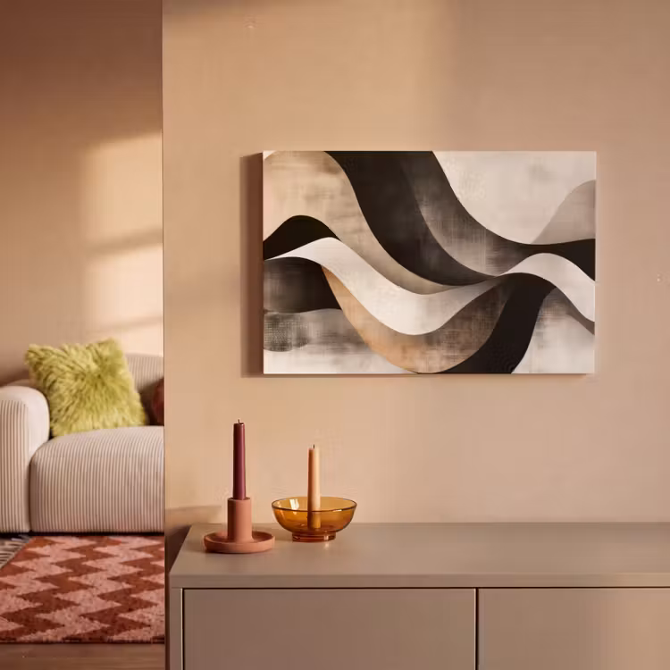 Canvas schilderij - Abstract - Golven - Zwart - Verweerd — 2