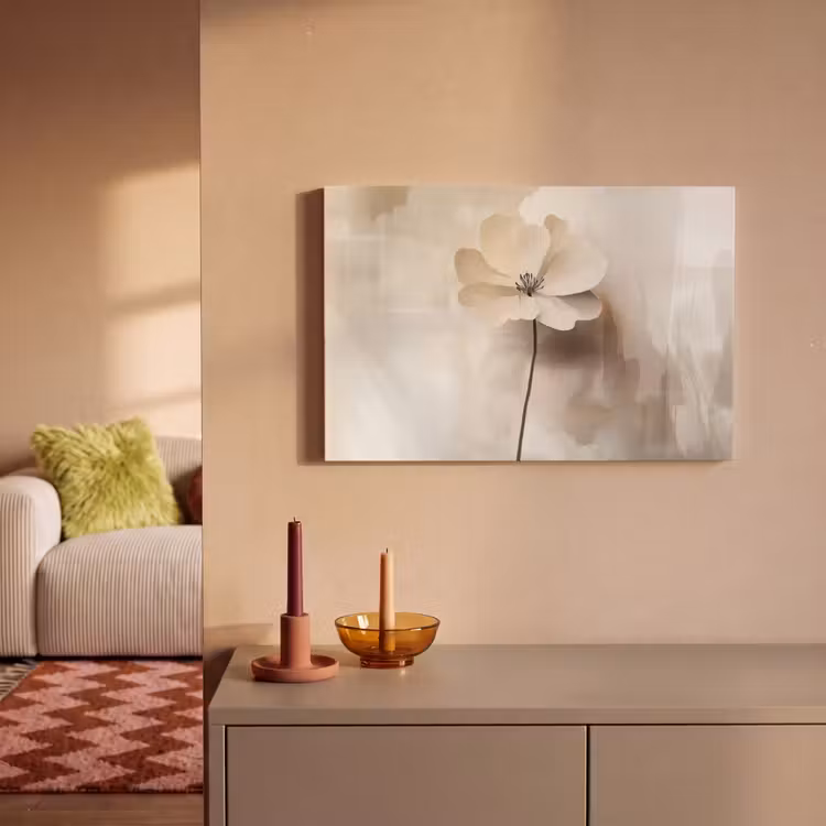 Canvas schilderij - Bloem - Beige - Verf - Schaduw — 2
