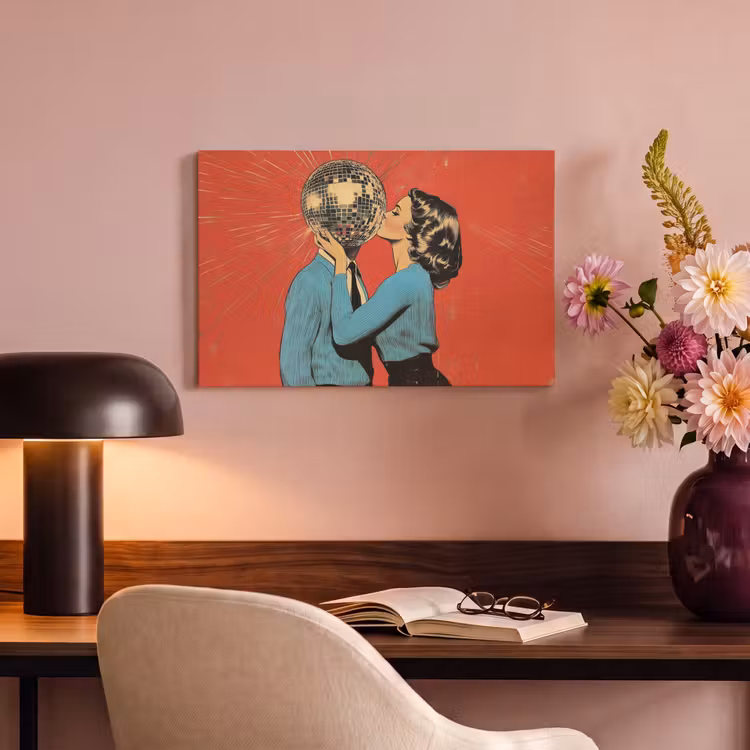 Canvas schilderij - Vrouw - Retro - Discobal - Kus — 4