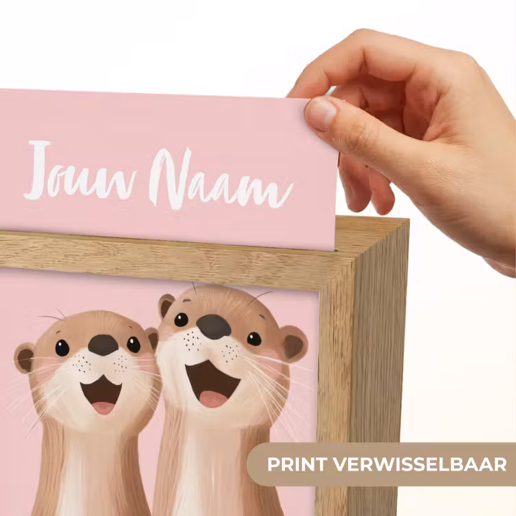 Nachtlampje met naam - Otters - Glimlach - Bruin — 4