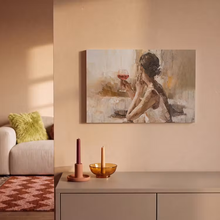Canvas schilderij - Schilderij - Olieverf - Vrouw - Wijn — 2