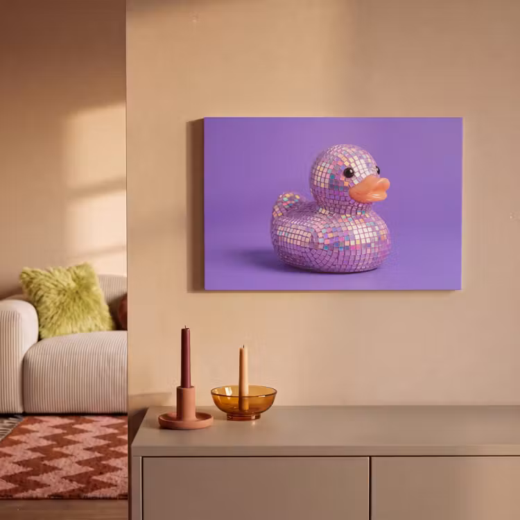 Canvas schilderij - Disco - Eend - Paars — 2