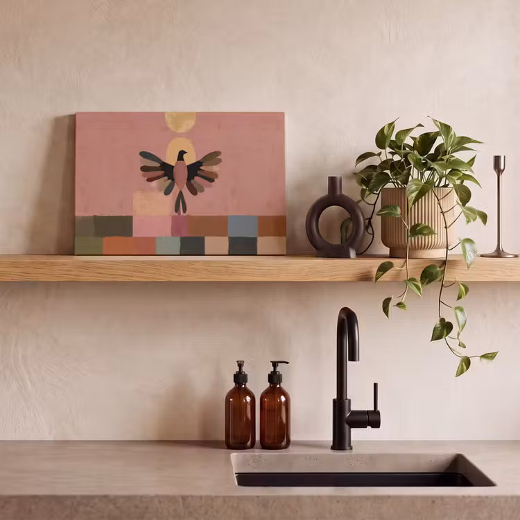 Canvas schilderij - Illustratie - Vogel - Vlakken - Kleurrijk — 3