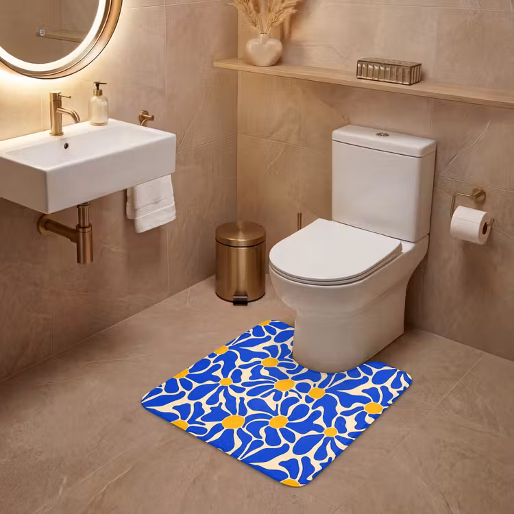 WC Mat - Abstract - Bloem - Blauw — 3