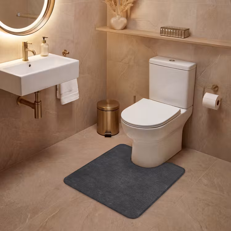 WC Mat - Donkergrijs - Asfaltstructuur - Ruw — 3