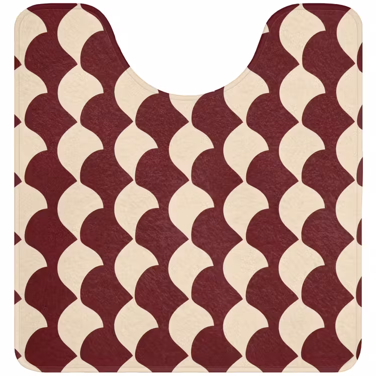 WC Mat - Rood - Tegelpatroon - Crème — 1