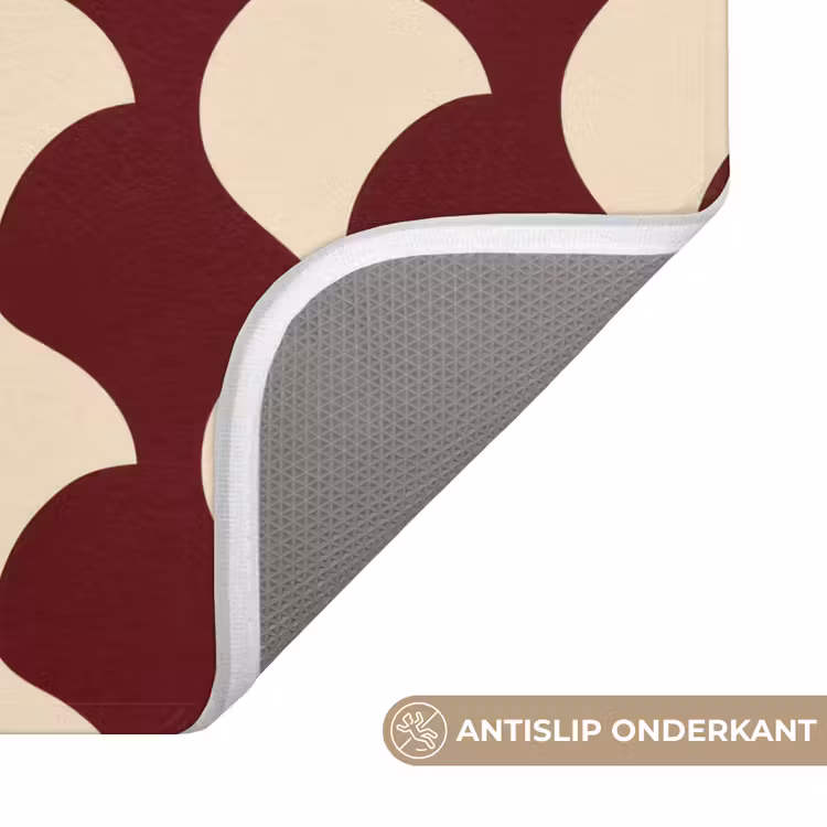 WC Mat - Rood - Tegelpatroon - Crème — 4