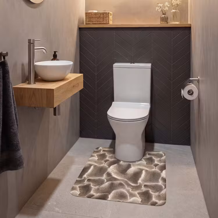 WC Mat - Waaiervorm - Beige - Vezel textuur — 2