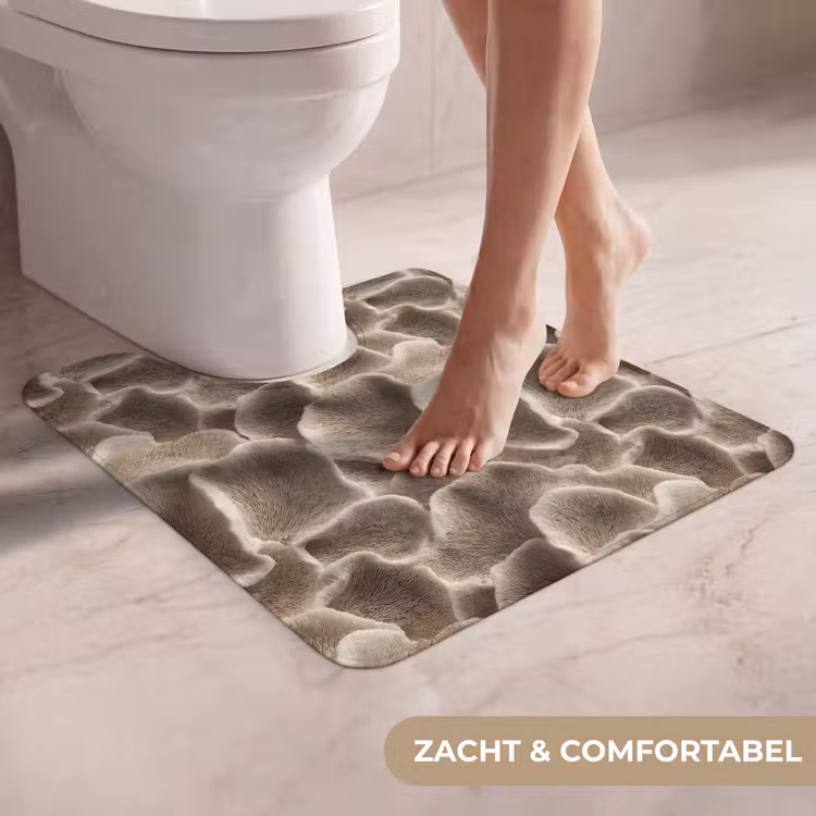 WC Mat - Waaiervorm - Beige - Vezel textuur — 5