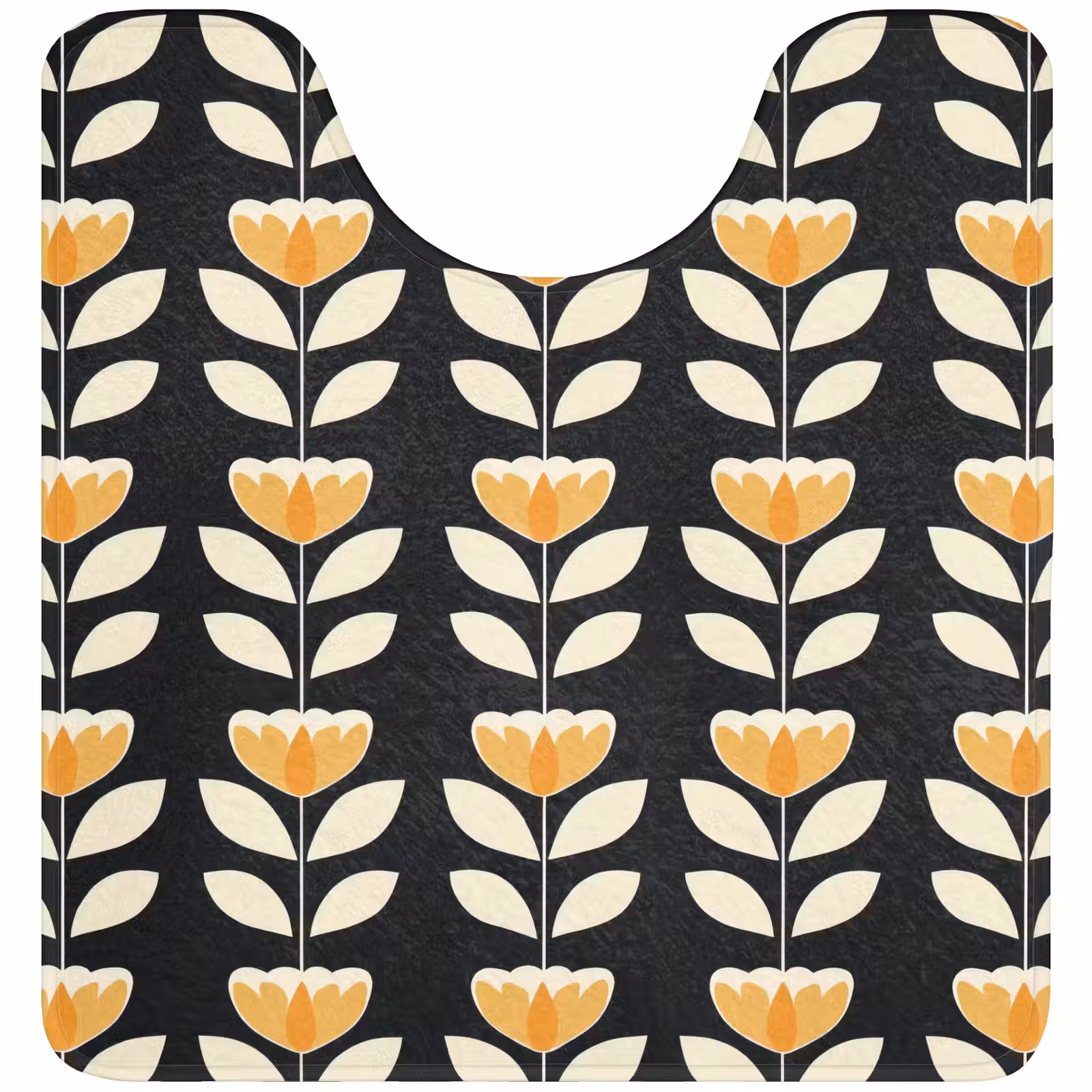 WC Mat - Retro - Bloem - Zwart - Okergeel — 1