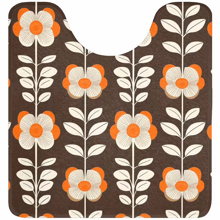 WC Mat - Bloemen - Retro - Bruin — 1