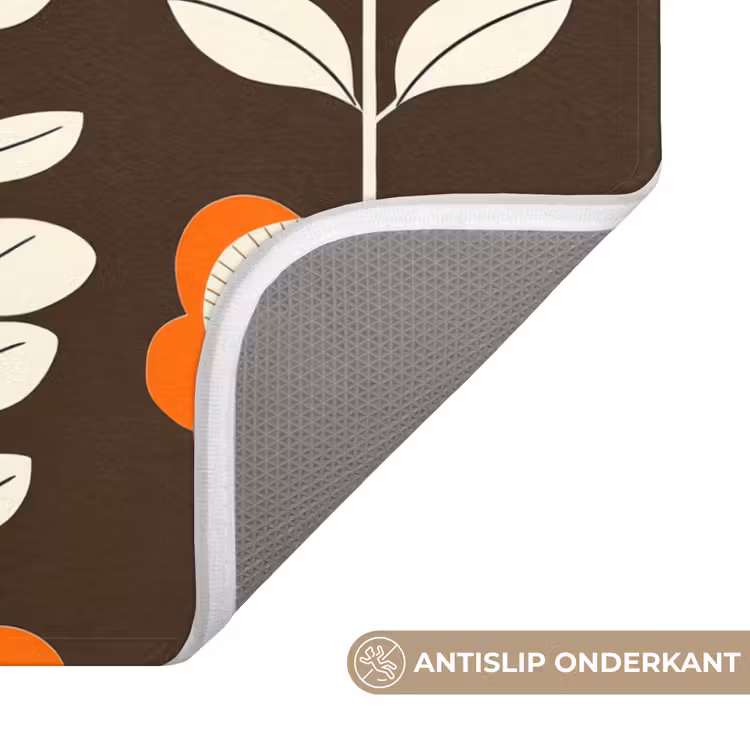 WC Mat - Bloemen - Retro - Bruin — 4