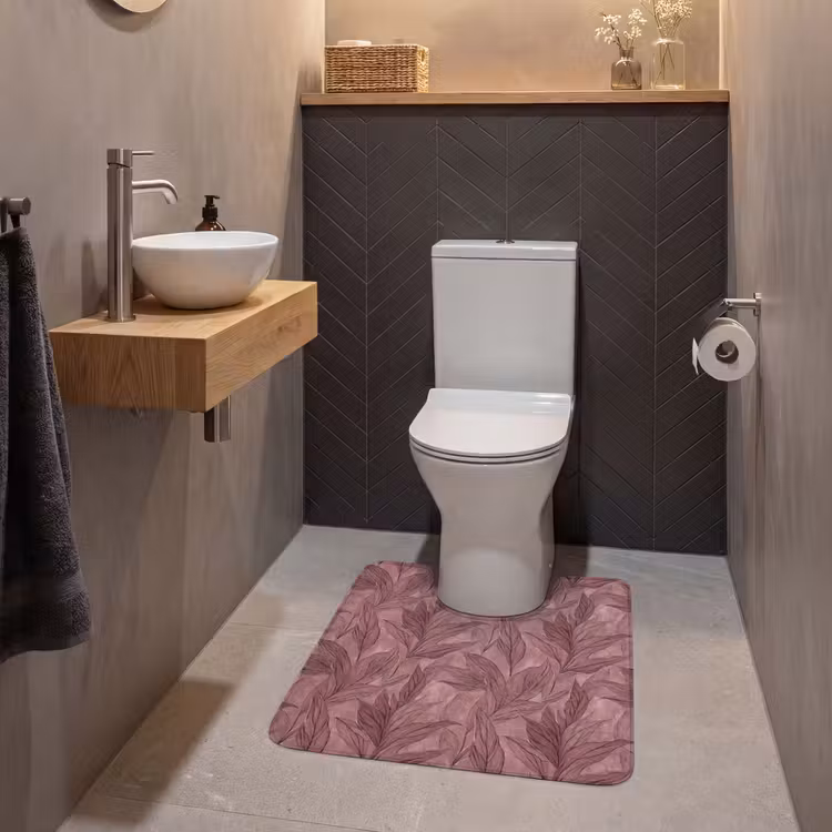 WC Mat - Bladeren - Patroon - Paars — 2