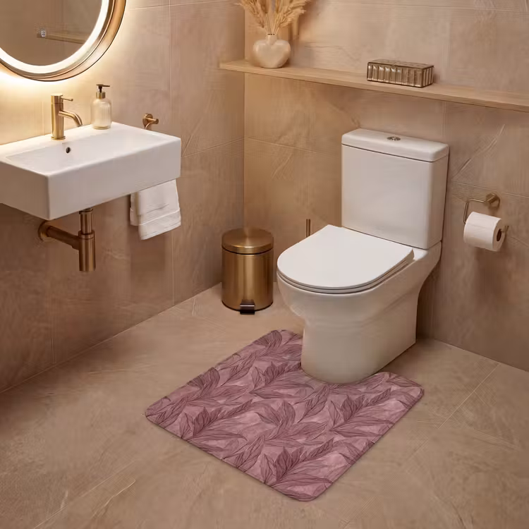 WC Mat - Bladeren - Patroon - Paars — 3