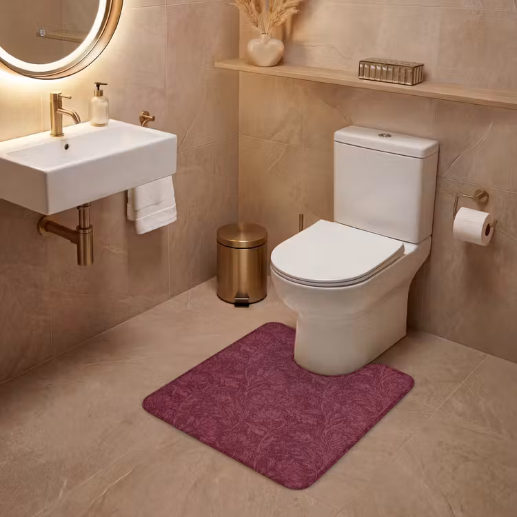 WC Mat - Bladeren - Patroon - Paars — 3