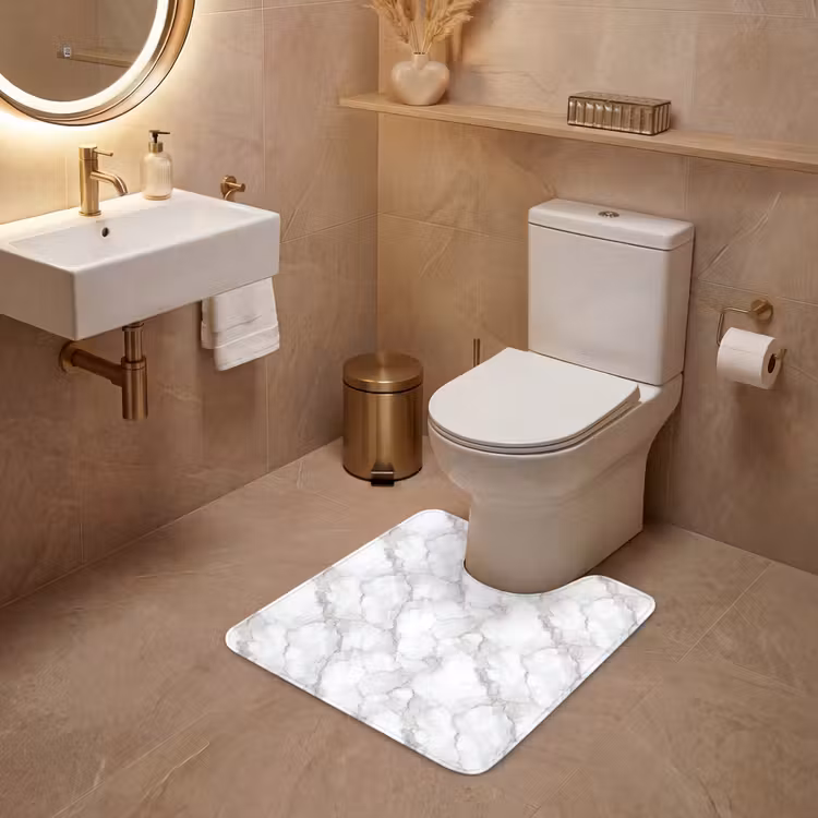 WC Mat - Wit - Marmer - Bruin — 3