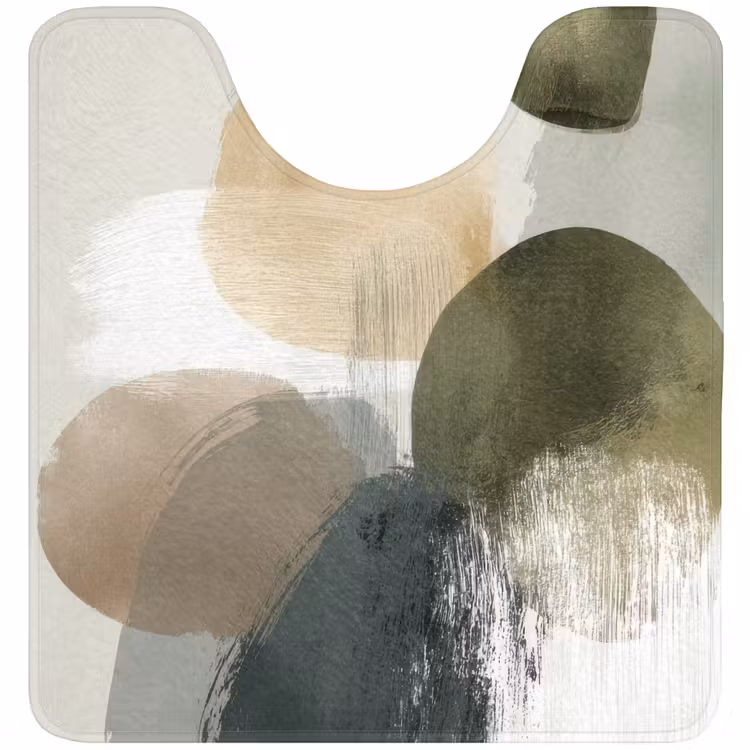 WC Mat - Minimalistisch - Cirkels - Penseelstreken - Beige — 1