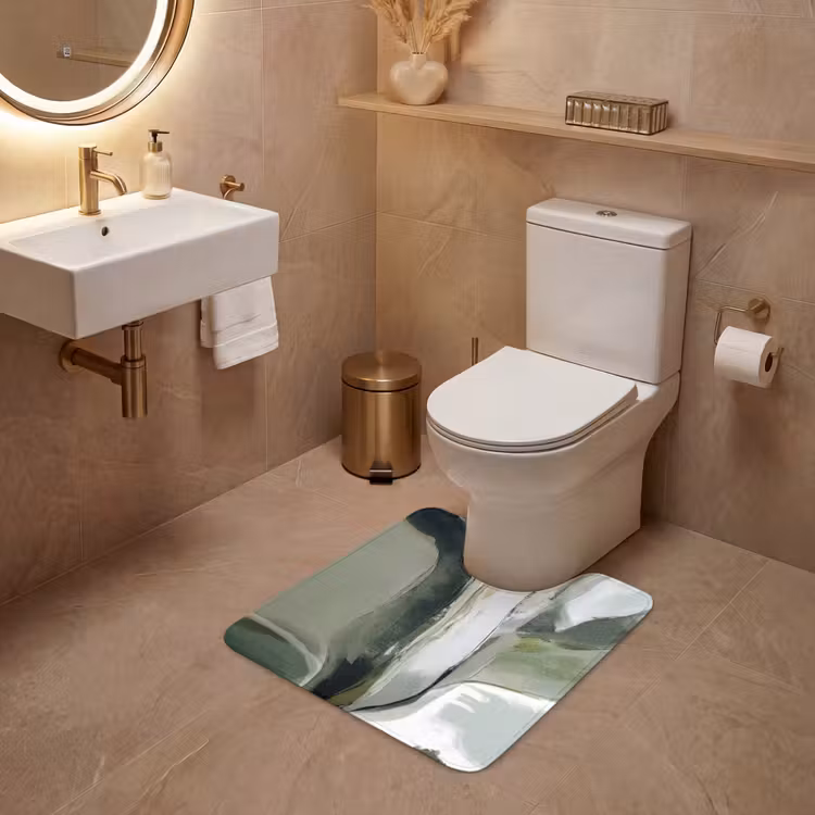 WC Mat - Natuur - Abstract - Groen - Penseelstreken — 3