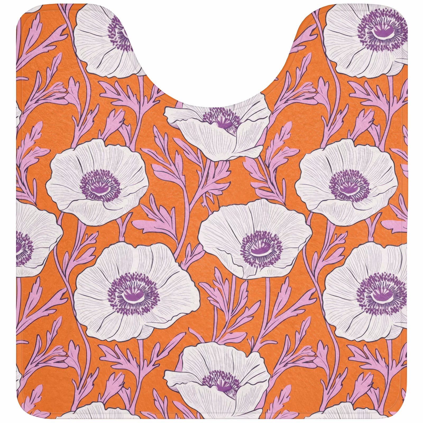 WC Mat - Bloemen - Grafisch - Oranje — 1